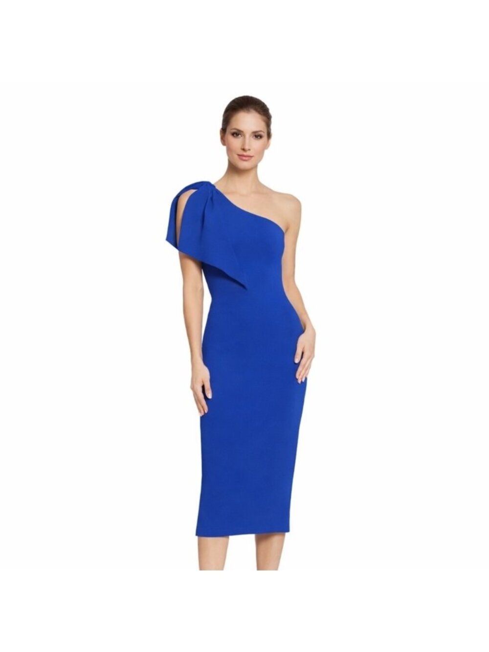 Dress The Population Blue Tiffany One Shoulder Midi Dress